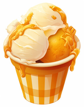 ice cream scoops with caramel drizzle clip art preview