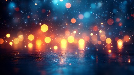 Fototapeta premium Vibrant Artistic Bokeh Lights on Dark Background for Festive Celebrations and Events : Generative AI