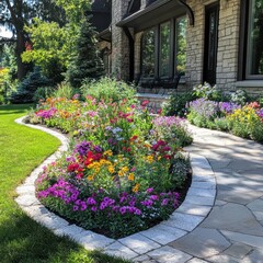 Obraz premium Garden with seasonal flower beds