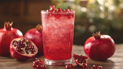 Refreshing Pomegranate Juice in a Glass