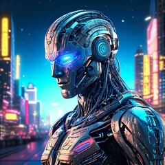 サイバーパンク都市のロボットAI