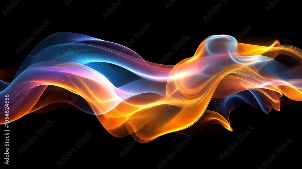 Canvas Prints a digital image of a blue and orange abstract wave flowing against a black background