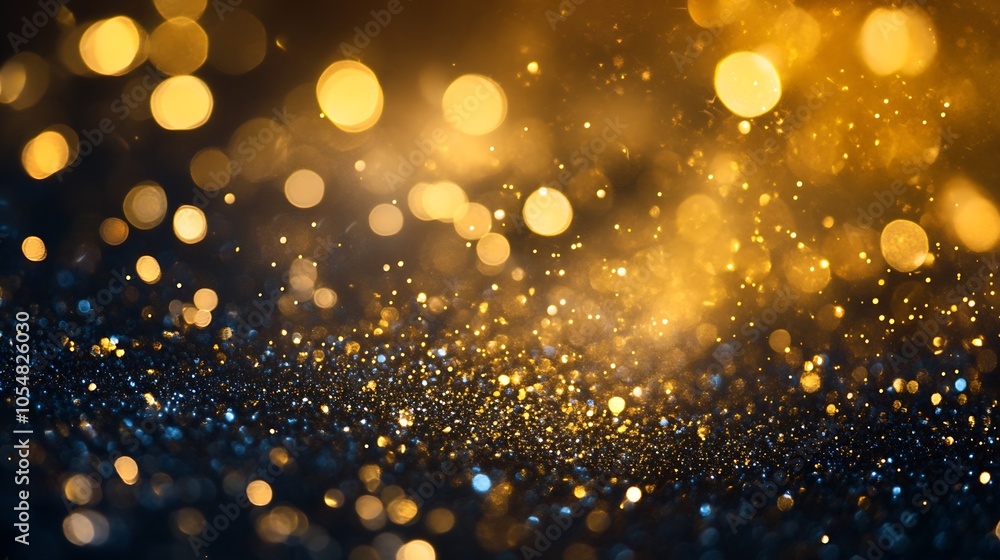 Poster golden bokeh lights abstract background for festive and celebratory themes : generative ai