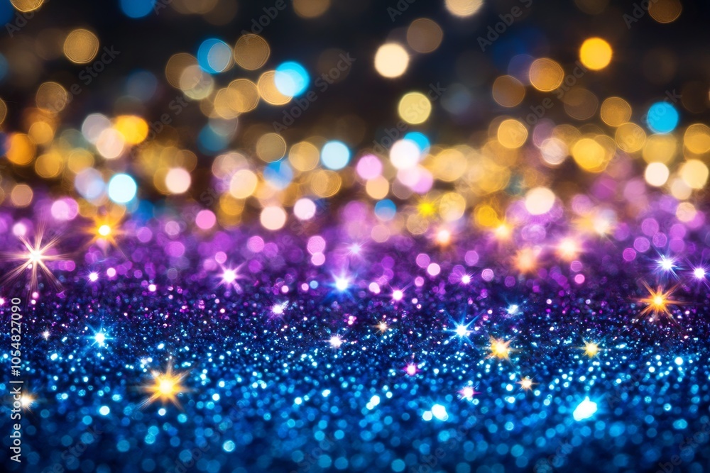 Aufkleber sparkling blue and purple glitter background with shimmering bokeh lights for festive occasions : ge