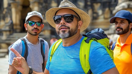 Friends Exploring a Historical Site Together