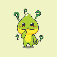 Chameleon is confused. cartoon vector illustration