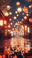Obraz premium Traditional Chinese city scene illustration poster background