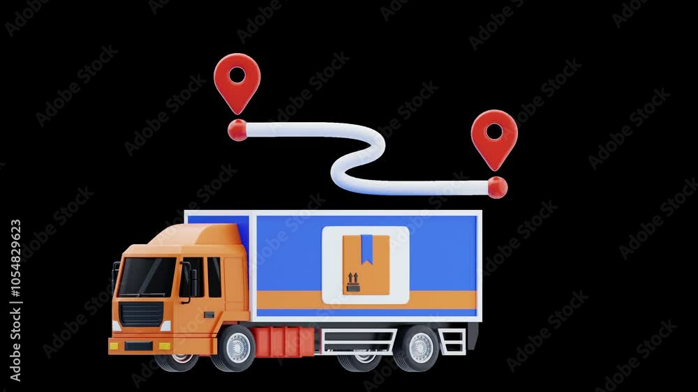 Poster 3d animation of efficient distribution according to location | alpha channel