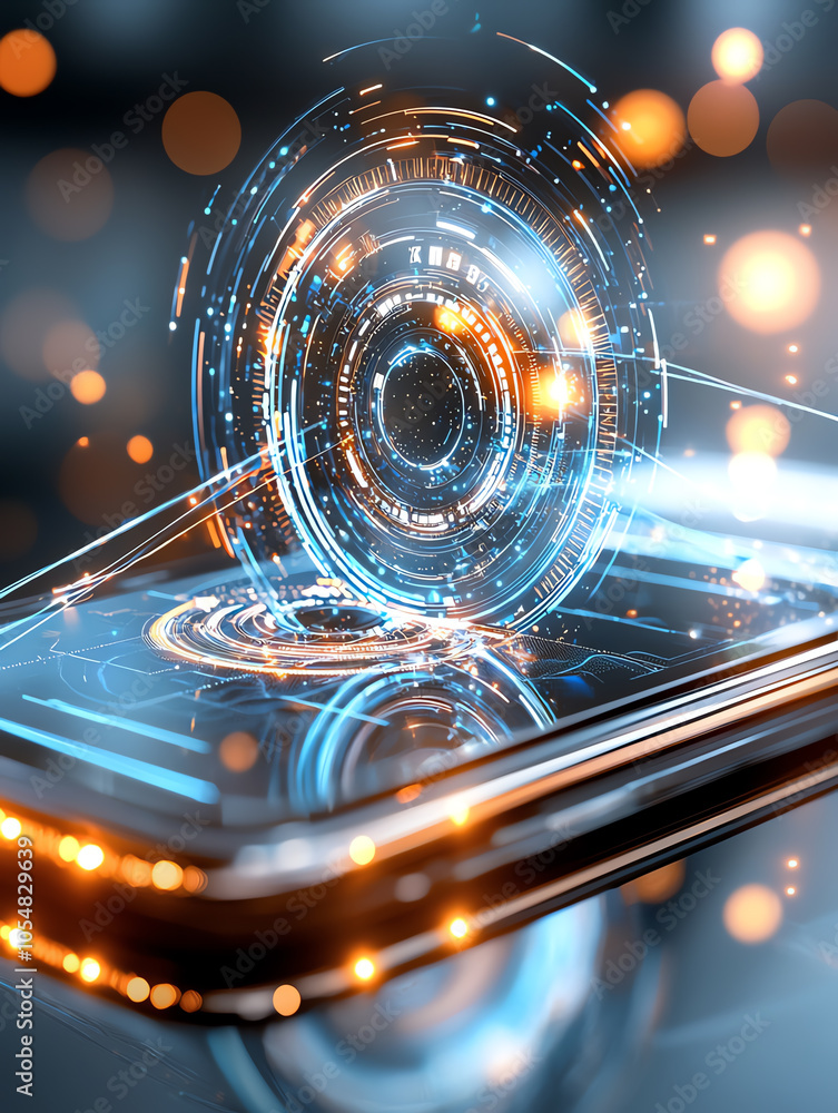 Aufkleber exploring the future closeup of a futuristic tablet showcasing advanced business graphics and data i