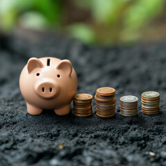 piggy bank and money