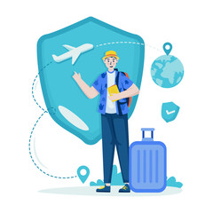 Travel trip vacation insurance protection vector illustration