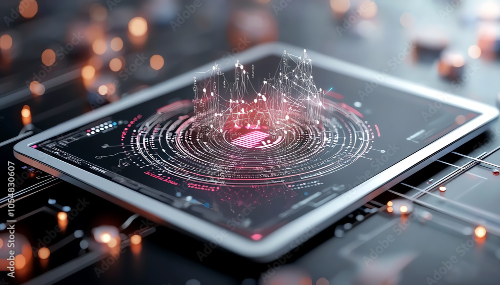 Aufkleber exploring the future of data visualization a futuristic tablet showcasing advanced market trend anal