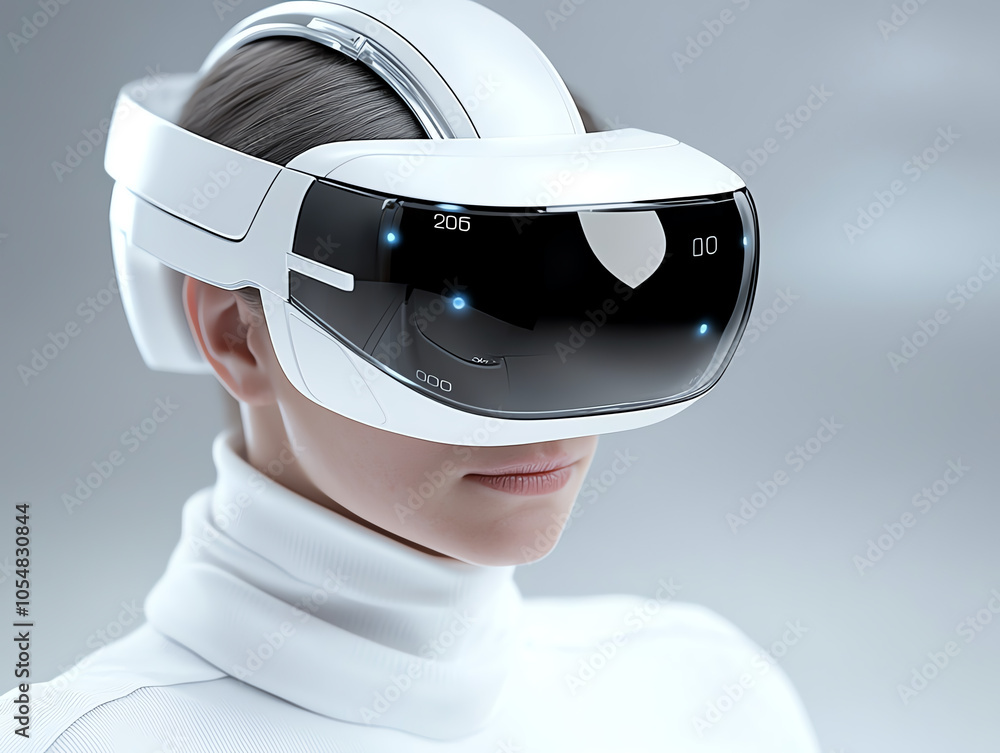 Poster exploring business strategies in virtual reality a man engaging with advanced visualization techniqu