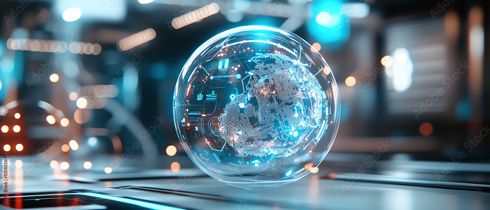 Poster exploring the future of transparent displays a glimpse into the digital world encased in a high-tech