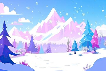winter landscape with trees and snow