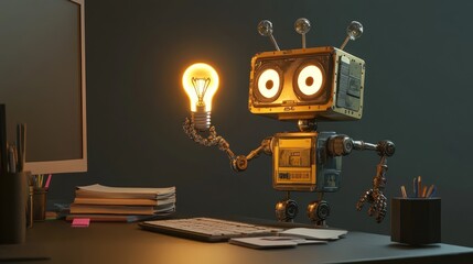 Naklejka premium Robot with an Idea