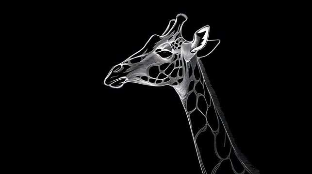 Minimalist giraffe head outline, portraying height and gracefulness