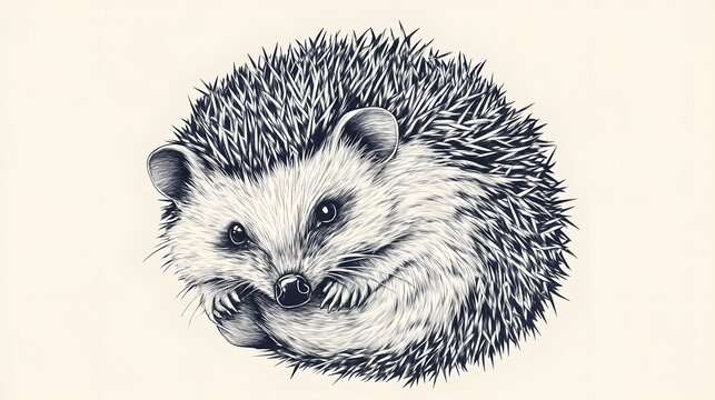 recommend clip art: Simple line art of a hedgehog curled up, showing self-protection and warmth