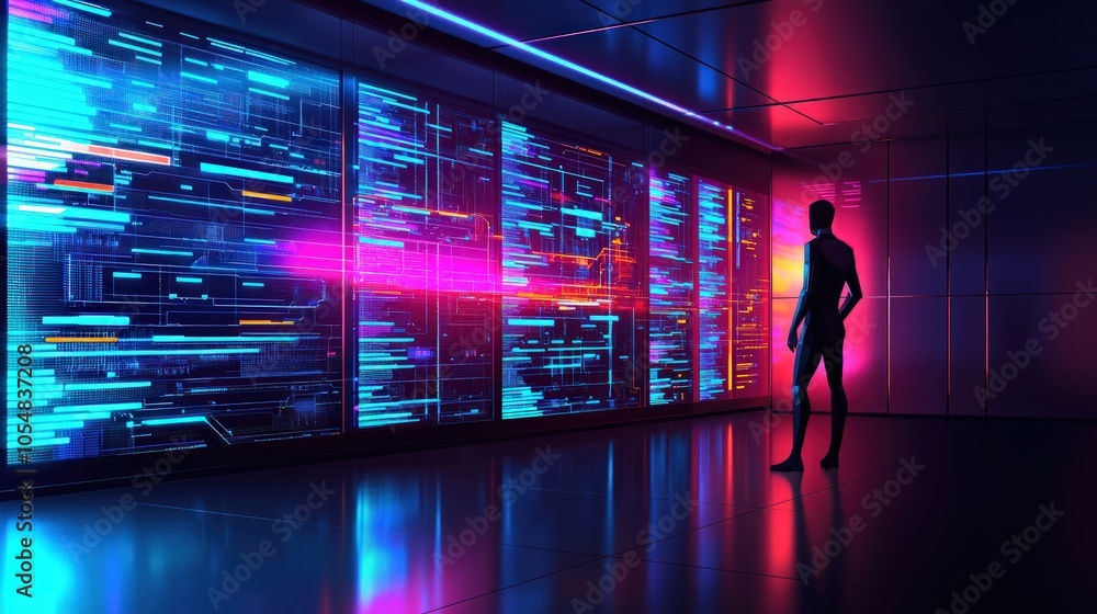 Poster exploring the future of technology a glimpse into digital innovation and data visualization