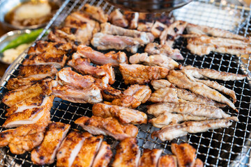 chicken meat grilled on the charcoal