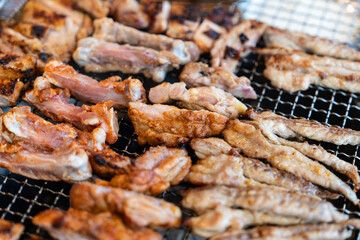 chicken meat grilled on the charcoal