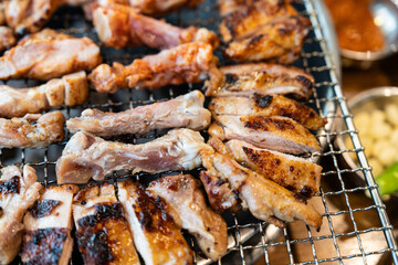 chicken meat grilled on the charcoal