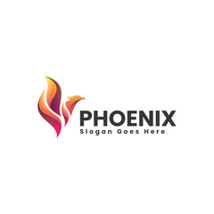 Vector Logo Illustration Phoenix Gradient Colorful Style