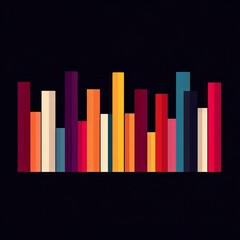 Obraz premium Abstract graphic featuring colorful vertical bars on a dark background.