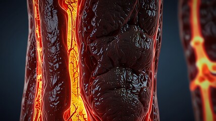 Illustration of inflamed joints affected by an infection, showing swelling, redness, and the impact on surrounding tissue