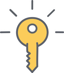 1 gold key icon with a beautiful shape