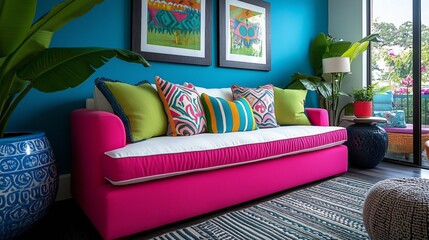 Vibrant Eclectic Living Room with Colorful Decor