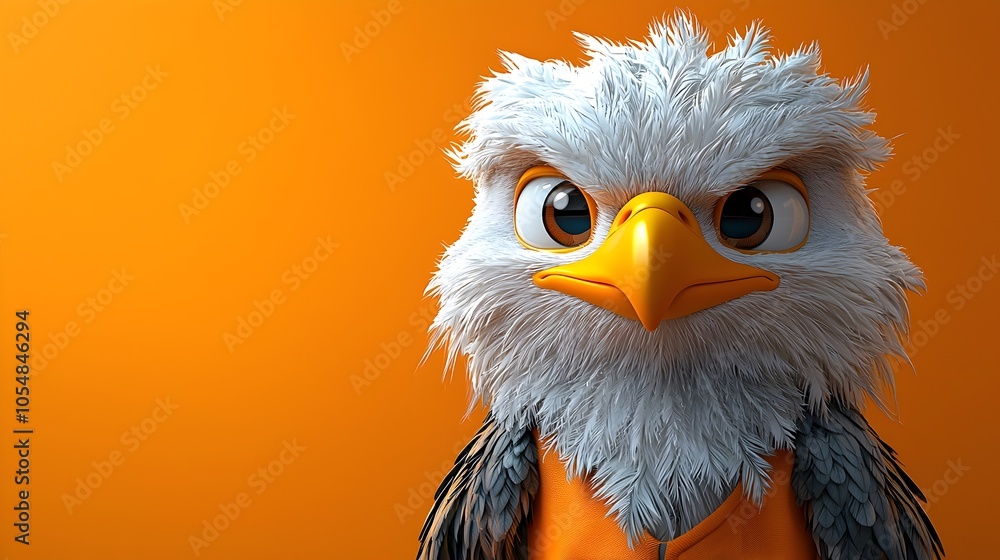 Poster a cartoon style eagle athlete wearing a track uniform and jumping over a hurdle looking agile and de