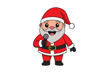 Jolly Santa Claus Singing Christmas Carols Vector: Cheerful Holiday Illustration Celebrating Festive Music and Joy