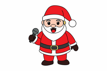 Jolly Santa Claus Singing Christmas Carols Vector: Cheerful Holiday Illustration Celebrating Festive Music and Joy