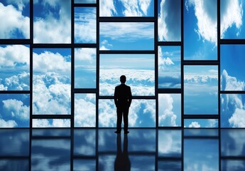 Fototapeta premium Businessman Sky View.