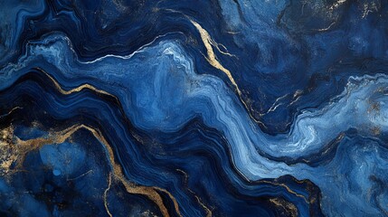 Sapphire blue marbled texture background with elegant swirls and veins for graphic design, digital art, and creative projects