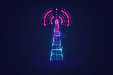 A 5G antenna icon with a sleek design of an antenna tower emitting signal waves, representing robust 5G coverage.