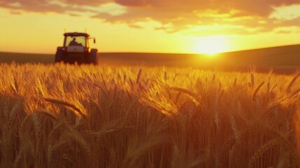 Fototapeta premium Scenic Wheat Field at Sunset