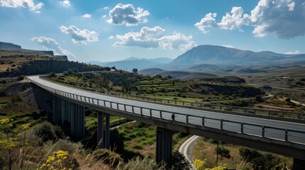 Obraz premium A road overpass in the middle of the island of Crete's enormity