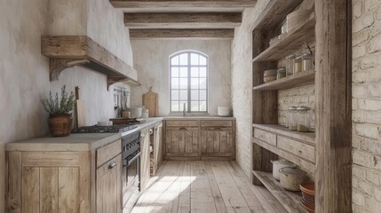 Fototapeta premium Organic farmhouse setting with rustic charm, [farmhouse , rustic , organic], ,
