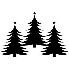 Obraz premium Christmas Tree Landscape Silhouette