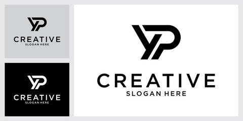 YP or PY initial letter logo design vector