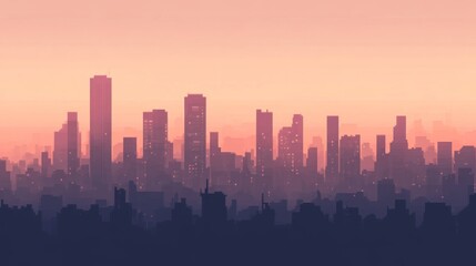 Fototapeta premium Serene Cityscape with Subtle Gradient Lighting