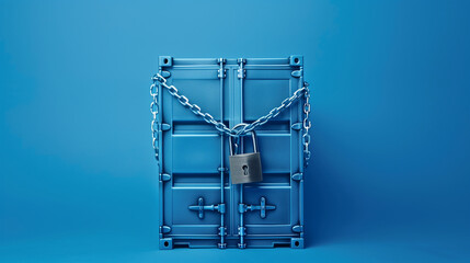 Locked Shipping Container with Chains and Padlock in Secure Storage Concept