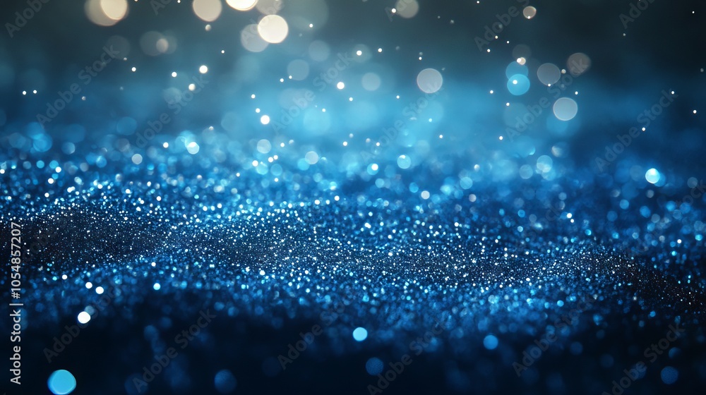 Aufkleber vibrant abstract blue glitter background with soft out-of-focus effect and 3d rendered texture for c