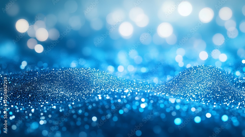 Poster vibrant abstract blue glitter background with soft out-of-focus effect and 3d rendered texture for c