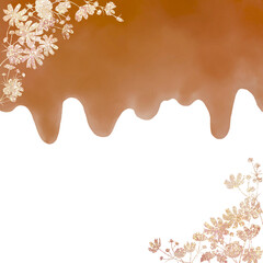 溶けるチョコレートに金色の花を添えた華やかなフレーム。バレンタインデーなどの記念日向けに。