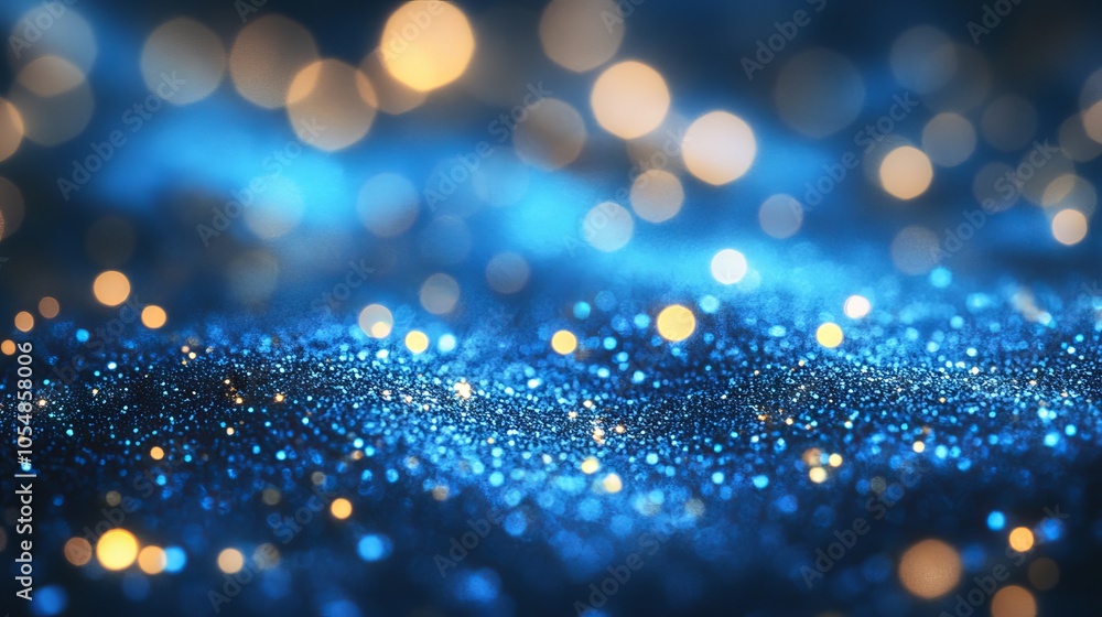 Poster vibrant abstract blue glitter background with soft out-of-focus effect and 3d rendered texture for c