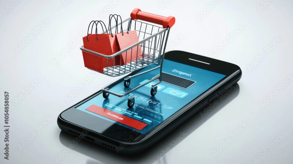 Aufkleber mobile shopping and payment vector, with a phone displaying a checkout process and payment confirmat