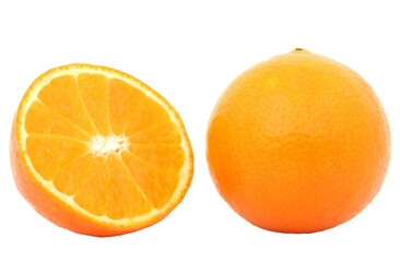 Split orange fruit isolated on transparent background